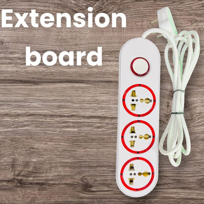 SRD HUG-S7F 3 Socket Extension Cord 6 Ampere with 1 Switch, LED 3 Pin plug 3  Socket Extension Boards(White, 3 m)