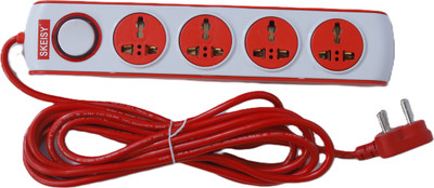 Saubhagye SK NEW EXT-4 SOCKET 1 SWITCH BOARD POWER UP 10AMP AND 2.5 WIRE 4 Socket EXT 4  Socket Extension Boards(White, Red, 2.5 m)