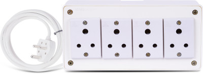 JELECTRICALS Classic Premium Heavy Duty Extension With 3 Core Wire & 6AMP Plug 4  Socket Extension Boards(White, 4 m)