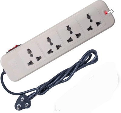 BAHUL Pvc shockproof extension 2 meter long wire extension with small plug easy to fit 4  Socket Extension Boards(White, 2 m)