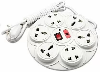 D-DEVOX SB-011 ROUND 1 PLUGH 8 SOKET & 6 AMP THREE PIN 8  Socket Extension Boards(White, 2.5 m)