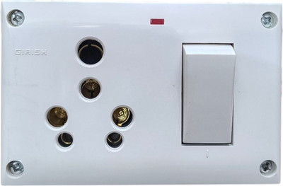 Diamond R Traders Girish 16amp combined socket and switch 1  Socket Extension Boards(White, 0 m)