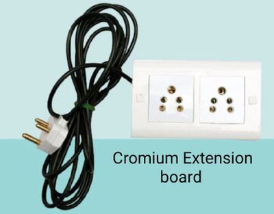 cromium 4 modular 2 shocket with 3 mitre wire 2  Socket Extension Boards(White, 3 m)