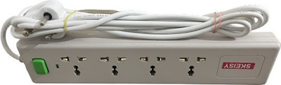 Skeisy 1switch and 4 socket voltage 50-60hz-rated capacity 6A,sutable for dvd tv etc 4  Socket Extension Boards(White, 5 m)
