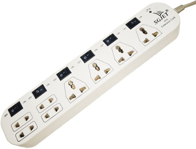 SGJET SGJET 8 Socket 6 Switch Extension Cord 6A (2.7m Wire) 8  Socket Extension Boards(White, 2.7 m)