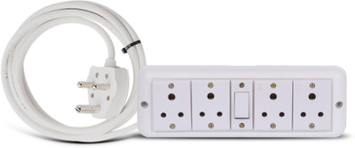 JELECTRICALS Classic Premium Heavy Duty Extension With 3 Core Wire & 6AMP Plug 4  Socket Extension Boards(White, 2 m)