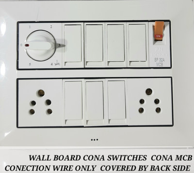 BAHUL Modular wall surface electric board with CONA SWITCHES CONA MCB 2  Socket Extension Boards(White, 0 m)