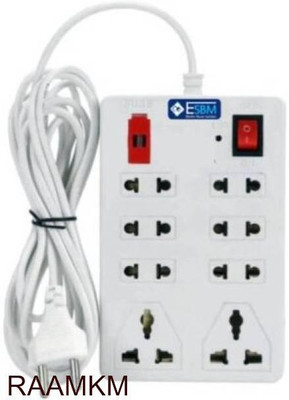 Eels CDL_M_1110_Extension Board 2m wire with 6 Socket 2-pin 2 socket 3-pin 8  Socket Extension Boards(White, 2.5 m)