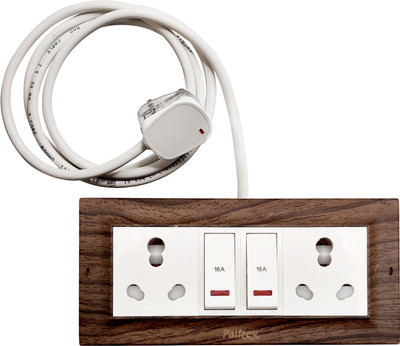 PALFREY Electric Extension Board-Two 16A Indicator Switch with Socket|3 meter (2200W) 2  Socket Extension Boards(Brown, 3 m)