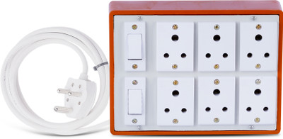 Cordnet Heavy Duty Extension Board With 6A 3 PIN Plug (Style8_12M) 6  Socket Extension Boards(Brown, 12 m)