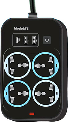 ZIYTRACK Extension Power Strip 1 Type C & 2USB Ports & 4AC Power Socket Multi Plug Use 4  Socket Extension Boards(Black, 1.8 m, With USB Port)