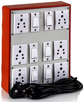 Cordnet Premium Brown Extension With 6 Anchor Sockets and 6 Anchor Switches 6  Socket Extension Boards(Brown, 4 m)