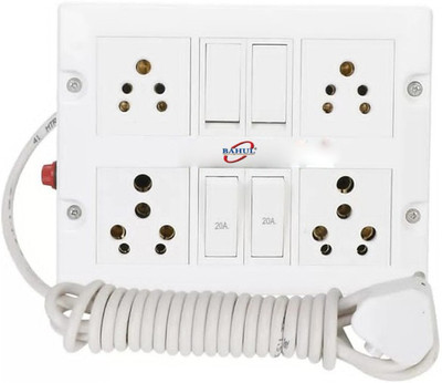 BAHUL 4 METER LONG WIRE EXTENTION WITH ISI UNBREAKABLE SWITCHES 4  Socket Extension Boards(White, 4 m)