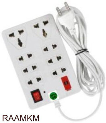 RAAMKM CDL_M_1020_One Plush Eight Extension Board 8 Socket Extension Boards 8  Socket Extension Boards(White, 2.5 m)