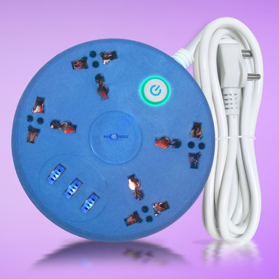 Daily Needs Shop Heavy Extension Cord with 4 Electrical Socket+3 USB Ports for Electronic Devices 10 A Five Pin Socket