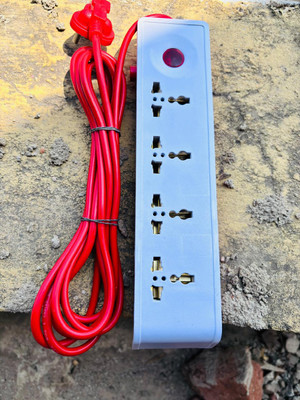 DRX MARKETING 4 Universal Socket and 1 Switch Power Extension Board with 5 Meter MZ-01 4  Socket Extension Boards(White, Red, 3.5 m)