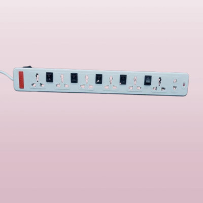 VNG 7-Socket Surge Protector Power with Heavy-duty cord 7  Socket Extension Boards(White, 3.5 m)