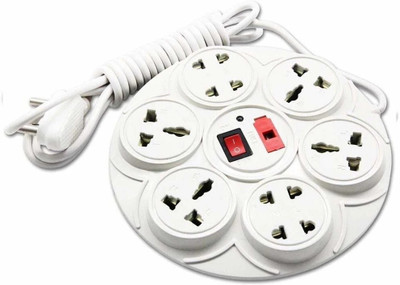 GLUCKLICH Saubhagye Round 8+1 White Extension Board with 2.0 Meter Cord Length 8  Socket Extension Boards(White, 2 m)