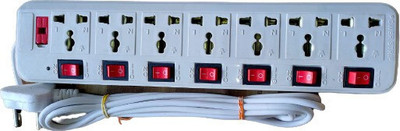 GLUCKLICH EXTENSION BOARD 7+7 SWITCH WITH 3 MTR WIRE 8 Socket Extension Boards (white) 7  Socket Extension Boards(White, Red, 3 m)