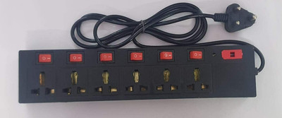 DAYBETTER Extension Board with 6 Socket 6 Universal Cord Heavy Copper Multi Plug 2 Meter 6  Socket Extension Boards(Black, 2 m)