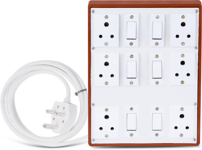 JELECTRICALS Heavy Duty Extension Board With 6A 3 PIN Plug (Style2_2M) 6  Socket Extension Boards(Brown, 2 m)