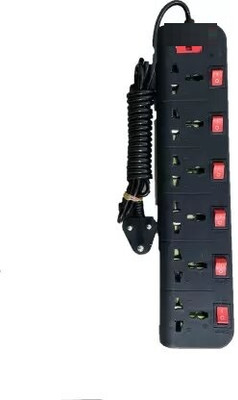 SOYEN SB 6 Socket Extension Cord With 6 Switches COPPER WIRE 6  Socket Extension Boards(Black, 3 m)