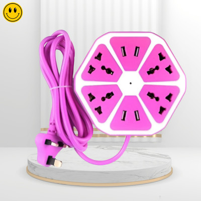 Clairbell Hexagon Extension socket with 5 Meter Cable & 4 usb ports Charging, 4 SocketY287 4  Socket Extension Boards(Multicolor, 3 m, With USB Port)