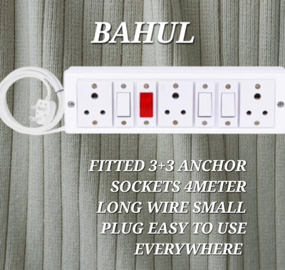 BAHUL MULTIOUTLET EXTENSION BOARD 3+3ANCHOR SOCKETS SHOCKPROOF 3  Socket Extension Boards(White, 4 m)