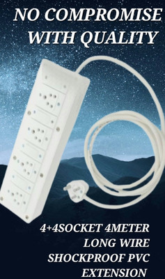 BAHUL Multioutlet extension board FITTED 4+4SOCKET 4  Socket Extension Boards(White, 4 m)