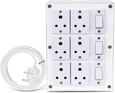 JELECTRICALS Classic Premium Heavy Duty Extension With 3 Core Wire & 6AMP Plug 6  Socket Extension Boards(White, 5 m)