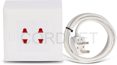 Cordnet Premium Modular Extension With 2 Two Pin Socket Three Core Wire 2  Socket Extension Boards(White, 6 m)