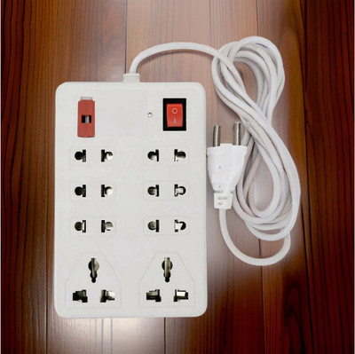 GLUCKLICH Pin Extension Board Flex Box 3 Meter Power Cable 8 Socket Extension BoardsDh 8  Socket Extension Boards(White, 2.5 m)
