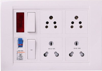 Shri Krishna Bahul power strip extension multi outlet board Contains One Orpat Switch(15 Amp) Fitted with 2 Orpat Sockets(5 Amp) And 2 Orpat Sockets(15 Amp) Fitted With One Orpat Switch(15 Amp) And One Cona MCB(32 Amp) With 4 Metre Chord 4  Socket Extension Boards(White, 4 m)