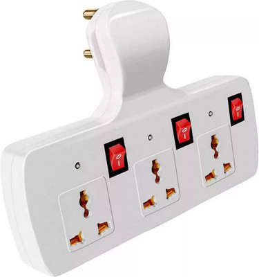 TOOLART 3 UNIVERSAL SOCKET 3 SWITCH MULTI PLUG EXTENSION BOARD Extension Boards vF 3  Socket Extension Boards(White, 0 m)