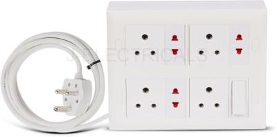 JELECTRICALS Premium Modular Extension Board With 3 Core Wire 7  Socket Extension Boards(White, 3 m)