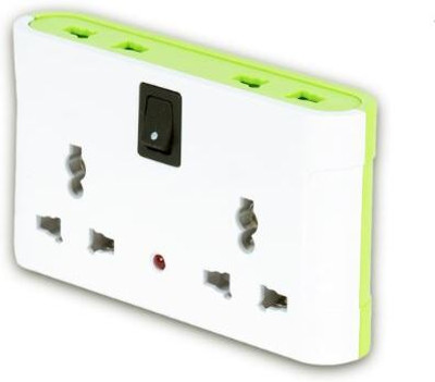 CARIBOU 4 Way Multi Plug, Master Switch With Led Indicator, 4 Universal Sockets 4  Socket Extension Boards(White, Grey, 2 m)