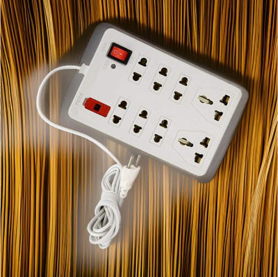 TOOLART 8 Sockets 2 Switches(Cord Length 2 Meters) 8 Socket Extension Boards LN 8  Socket Extension Boards(White, 2.5 m)
