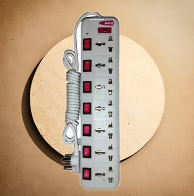 D-DEVOX EXT-107 Switch Universal Surge Protector With 7 Socket 7 switch 7  Socket Extension Boards(White, Red, 3 m)