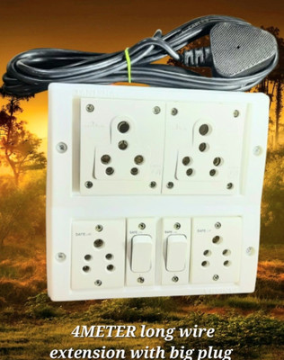 BAHUL BIG PLUG HEAY DUTY WIRE 1500WATT CAPACITY 4  Socket Extension Boards(White, 4 m)