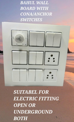 BAHUL WALL BOARD WITH CONA/ANCHOR SWITCHES 2  Socket Extension Boards(White, 0 m)