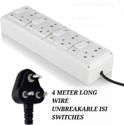 BAHUL Pvc shockproof extension 4 long 4  Socket Extension Boards(White, 4 m)