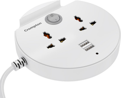 Crompton Powerbox Alpha CU 4  Socket Extension Boards(White, 2 m, With USB Port)