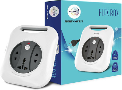 Wipro Flex Box with universal and 4 meter long cord 3  Socket Extension Boards(White, Grey, 4 m)