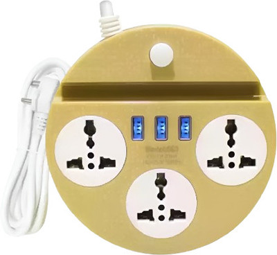 ZIYTRACK Extension Board Power Strip with USB Port 3AC Socket 3USB Ports 2500W 1.8m Cord 3  Socket Extension Boards(Brown, 1.5 m, With USB Port)