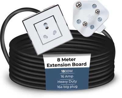 HI-FI Inba Innovation 16A Heavy 3 Pin Top 20A 1 Switch 1  Socket Extension Boards(Multicolor, 8 m)