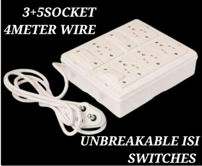 BAHUL SMALL PLUG SHOCKPROOF EXTENSION 3+5 SOCKETS UNBREAKABLE 5  Socket Extension Boards(White, 4 m)
