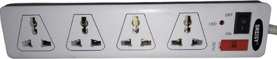 Skeisy WHITE CORD 4 SOCKET 1 ON OFF/BUTTON POWER UP 6AMP.240V 4  Socket Extension Boards(White, 3 m)