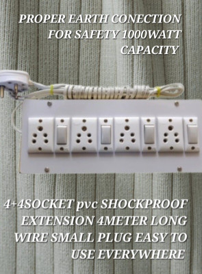 BAHUL MULTIOUTLET 4+4SOCKET EXTENSION BOARD 4METER 4  Socket Extension Boards(White, 4 m)