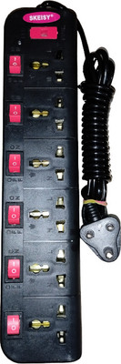 Skeisy EXTENSION CORD 6 SOCKET AND 6 SWITCH POWER UP 6AMP AND 3 MTR WIRE 6  Socket Extension Boards(Black, 3 m)