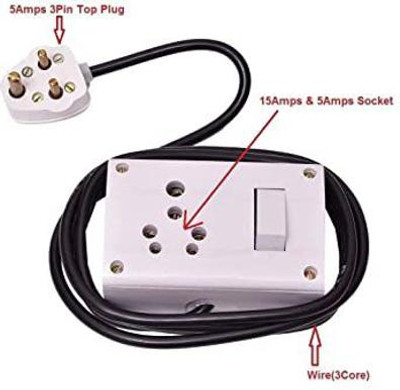 Flysmart Power Extension Switch Board for Heavy Appliances with 16 AMP Socket, 1  Socket Extension Boards(White, 2.5 m)
